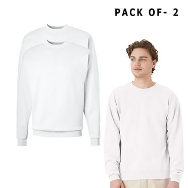 Hanes Ecosmart Crewneck Sweatshirt: Sustainable fleece for men, 7.8 oz. 50/50 US-grown cotton/polyester White Pack of 2 - S Size