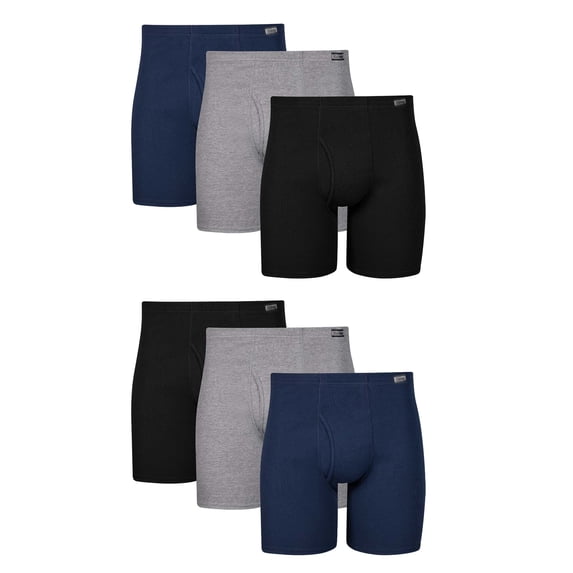 Hanes Men's Value Pack Covered Waistband Boxer Briefs, 6 Pack