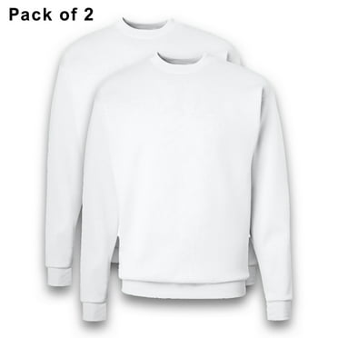 Hanes - Ecosmart Crewneck Sweatshirt for Men | Pullover Blend Fleece White Color Sweatshirt, 50/50 Cotton/Polyester 7.8 oz Pack 2 Size-S