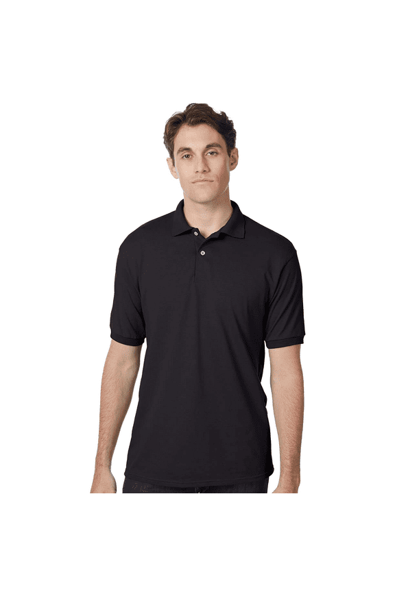 Ecosmart Jersey Polo T-Shirt, Men's Short Sleeve Solid Tee, Black Shirt, M
