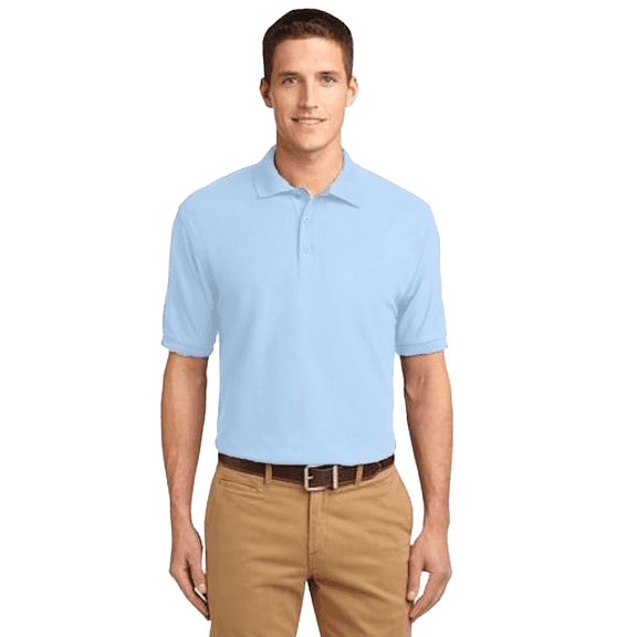 Hanes Ecosmart Jersey Polo T-Shirt, Men's Short Sleeve Solid Tee, Light Blue Shirt, L