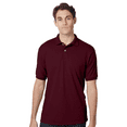 thumbnail image 1 of Hanes Ecosmart Jersey Polo T-Shirt, Men's Short Sleeve Solid Tee, Maroon Shirt, S, 1 of 5