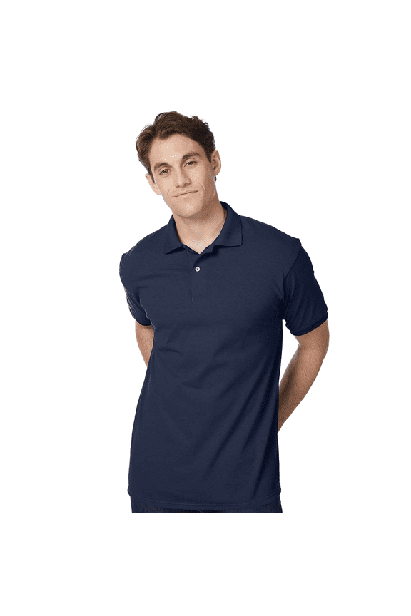 Ecosmart Jersey Polo T-Shirt, Men's Short Sleeve Solid Tee, Navy Shirt, S