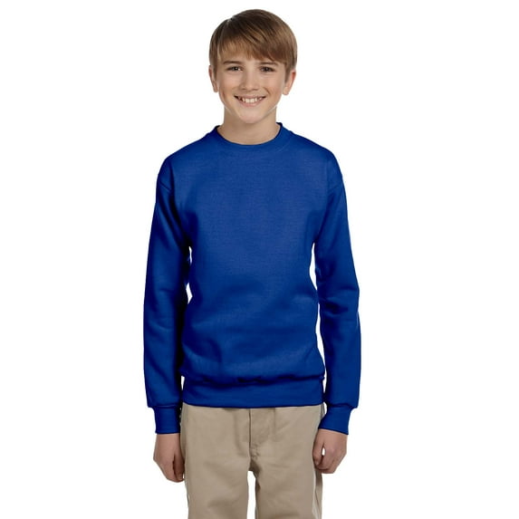 Hanes - Ecosmart Youth Crewneck Sweatshirt - P360, Deep Royal, S, Pack 3, Hanes
