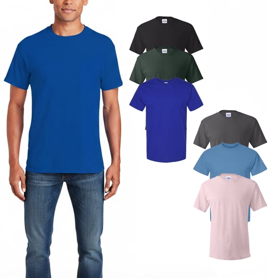 Hanes Essential Assorted T-Shirt for Men, 100 Cotton, Short Sleeve Mix 6 Pack Tee, Sizes S-5XL