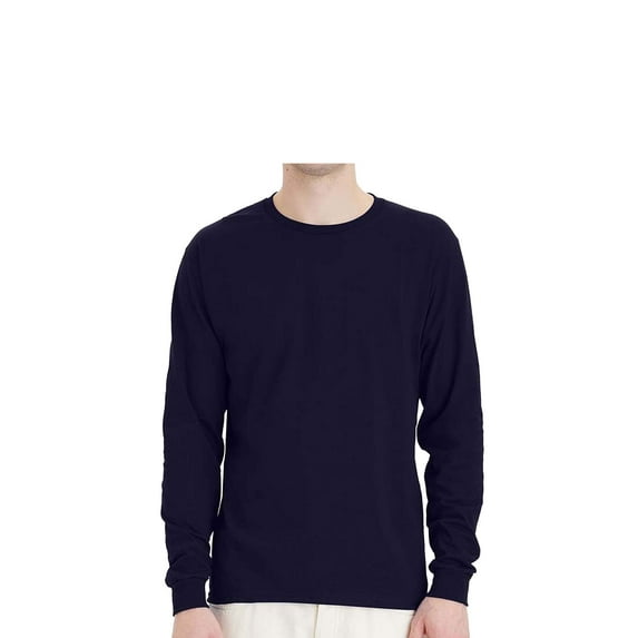 Hanes Essential Long Sleeve T-Shirt, Men's Crewneck Classic Fit Tee, Athletic Navy, M