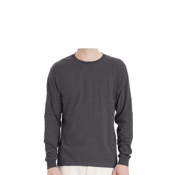 Hanes Essential Long Sleeve T-Shirt, Men's Crewneck Classic Fit Tee, Smoke Grey, L