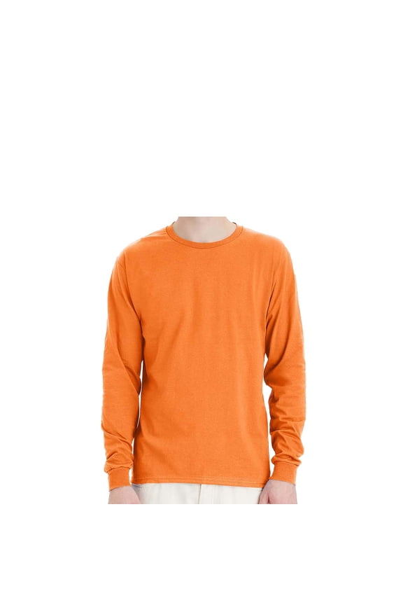 Essential Long Sleeve T-Shirt, Men's Crewneck Classic Fit Tee, Tennessee Orange, L