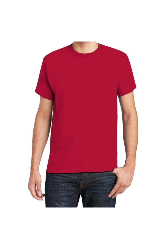 Essential Short Sleeve T-Shirt, Men's Casual Crewneck Classic Fit Tee, Athletic Crimson, 2XL