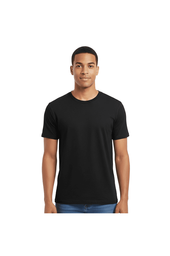 Essential Short Sleeve T-Shirt, Men's Casual Crewneck Classic Fit Tee, Black, 3XL