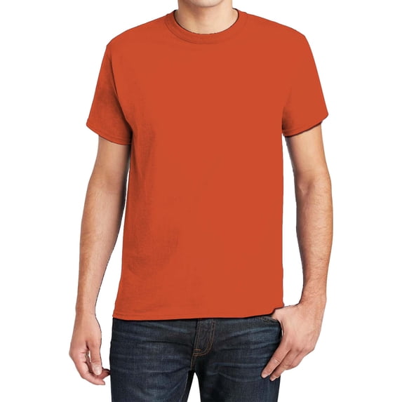 Hanes Essential Short Sleeve T-Shirt, Men's Casual Crewneck Classic Fit Tee, Orange, 2XL