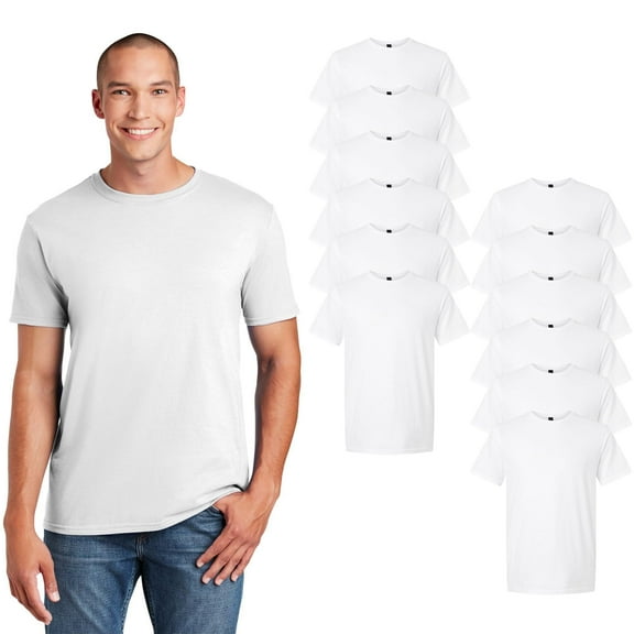 Hanes Essential Short Sleeve T-Shirt, Men’s Classic Fit 100% Cotton White Tee,12 Pack, L