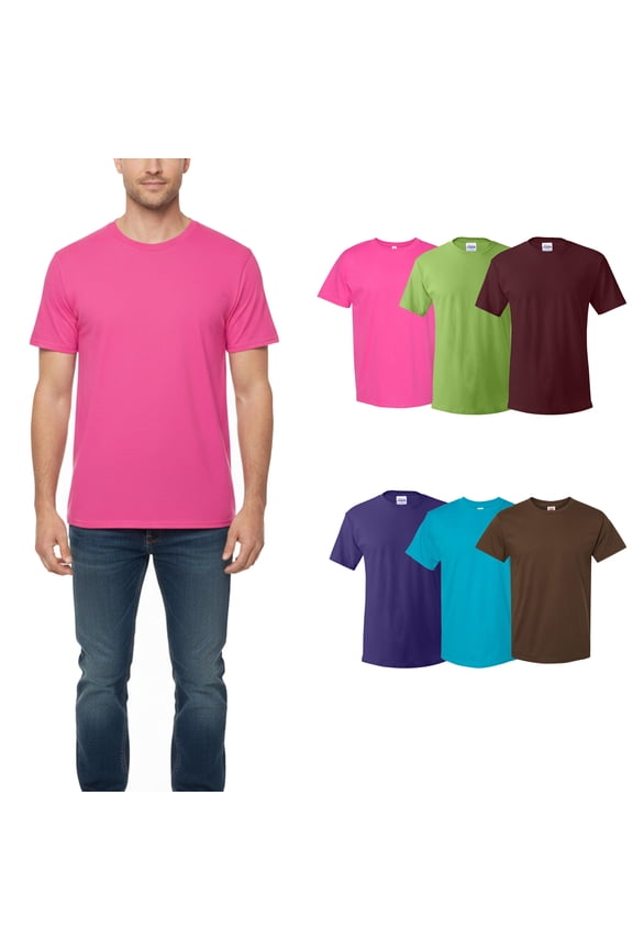 Essential-T Assorted T-Shirt for Men, Short Sleeve Crew Neck Tee | 100 Cotton, Pack 6, Size-L