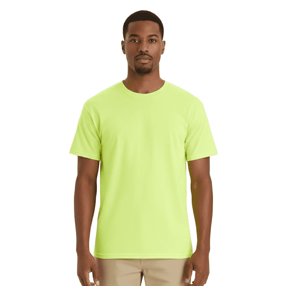 Hanes Essential-T Hi Visibility T-Shirt for Men GR52 Hi Vis Short Sleeve Crew Neck Tee Safety Green, XL