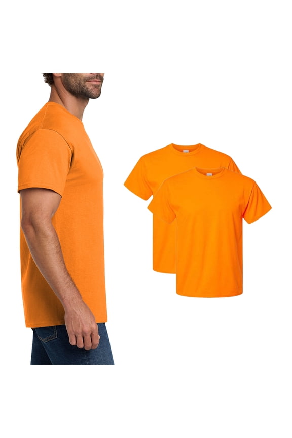 Essential-T High Visibility Men's Short Sleeve T-Shirt, Safety Orange, CVC Fabric, L, 2 Pack