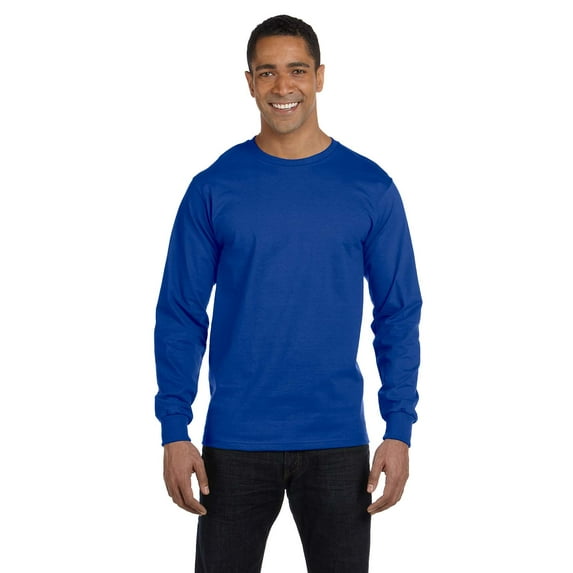Hanes - Essential-T Long Sleeve T-Shirt - 5286, Deep Royal, XL, Pack Of 4, Mens Workout Shirts
