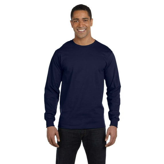 Hanes - Essential-T Long Sleeve T-Shirt - 5286, Navy, 3X, Pack Of 4, Hanes Mens T-Shirts