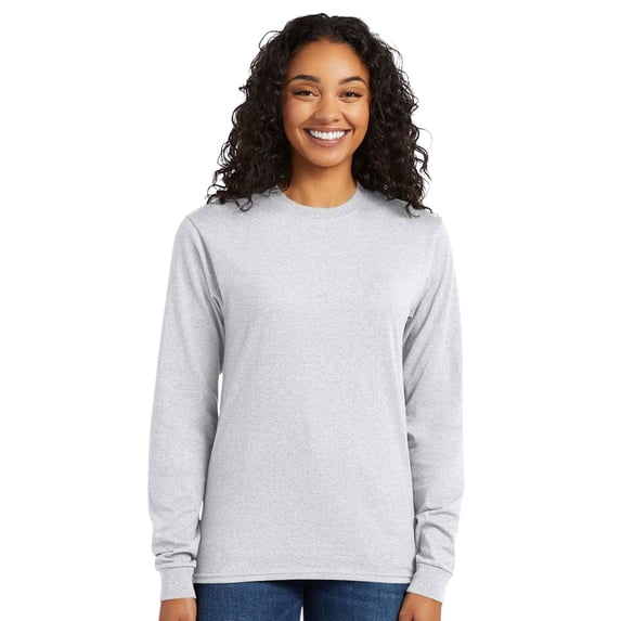 Hanes Essential-T Long Sleeve T-Shirt Cotton Crewneck Tee Shirt (Ash, L)