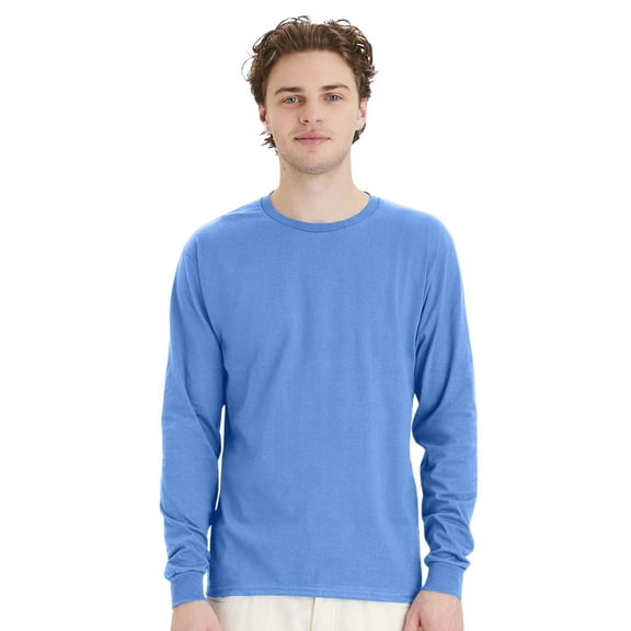 Hanes Essential-T Long Sleeve T-Shirt Cotton Crewneck Tee Shirt (Carolina Blue, M)