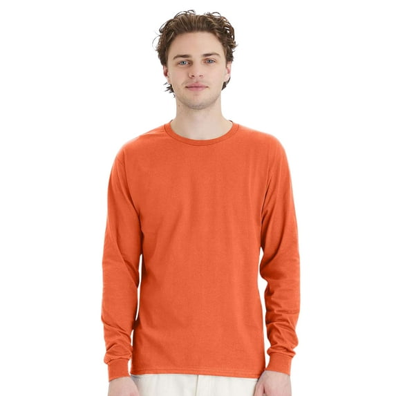 Hanes Essential-T Long Sleeve T-Shirt Cotton Crewneck Tee Shirt (Texas Orange , S)