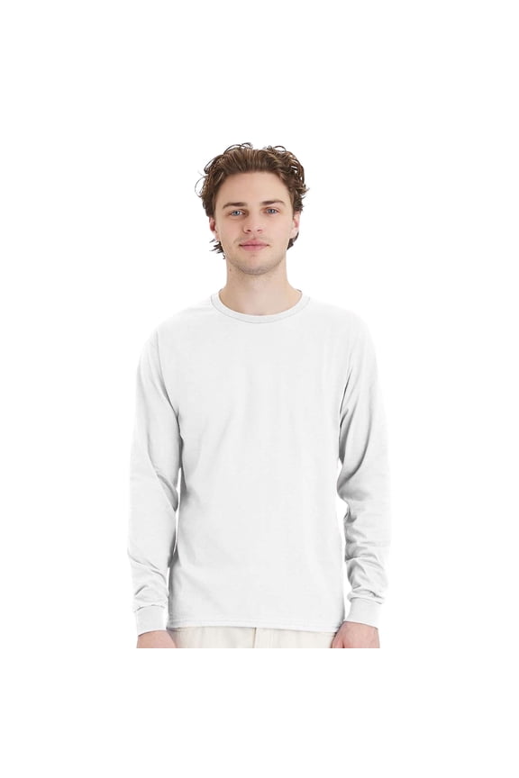 Essential-T Long Sleeve T-Shirt Cotton Crewneck Tee Shirt (White, S)