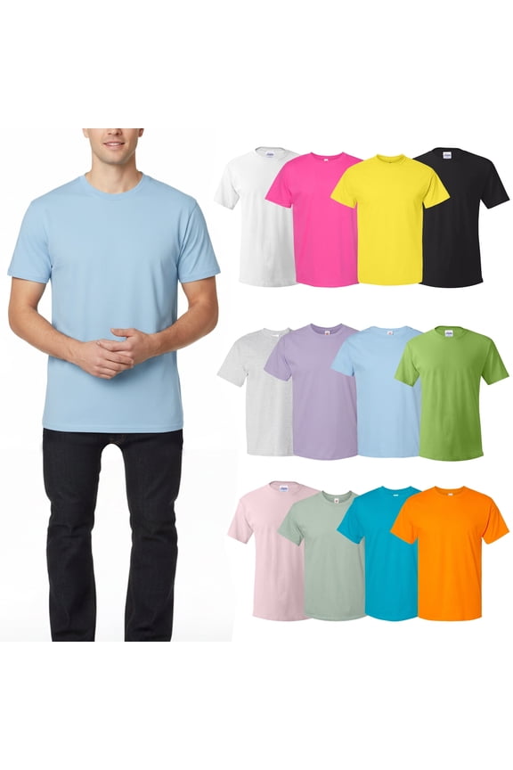 Essential-T Men Short Sleeve T-Shirt, Crew Neck Assorted Mix Tee, 12 Pack, M