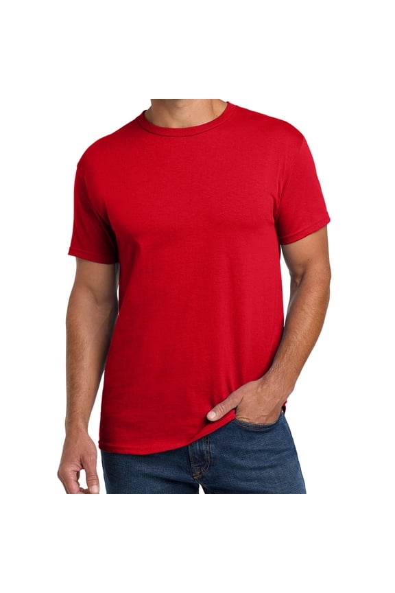 Essential-T Men T-Shirt, Short Sleeve Crew Neck, Classic Fit Cotton Tee, Athletic Red, 2XL