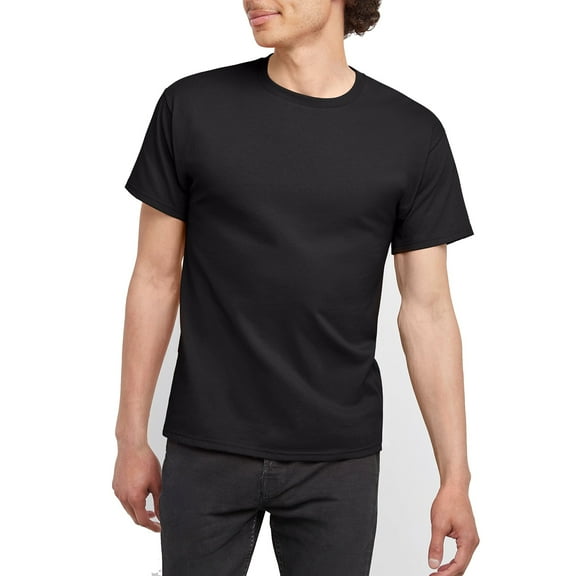 Hanes Essential-T Men T-Shirt, Short Sleeve Crew Neck, Classic Fit Cotton Tee, Black, XL