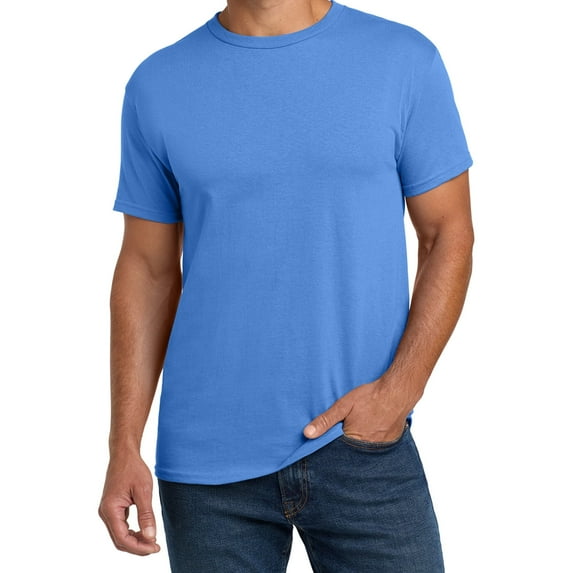 Hanes Essential-T Men T-Shirt, Short Sleeve Crew Neck, Classic Fit Cotton Tee, Carolina Blue, L