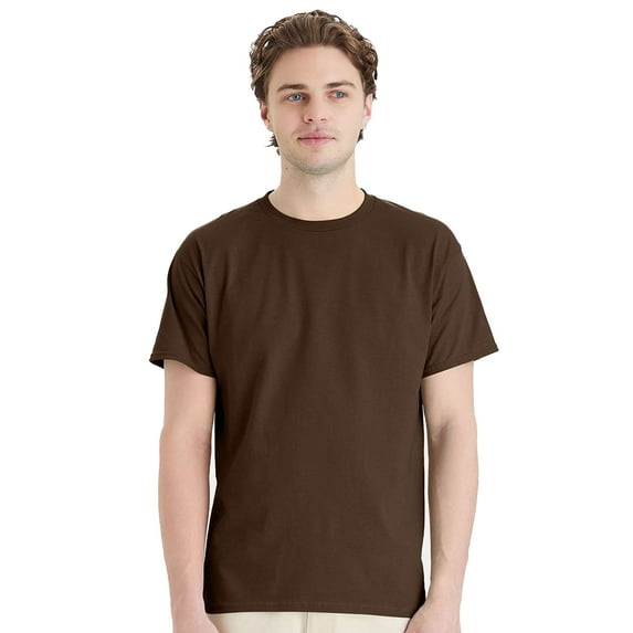 Hanes Essential-T Men T-Shirt, Short Sleeve Crew Neck, Classic Fit Cotton Tee, Dark Chocolate, XL