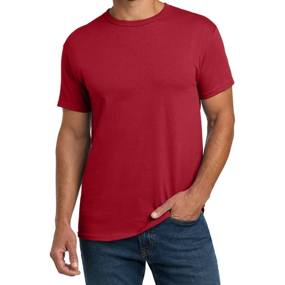 Hanes Essential-T Men T-Shirt, Short Sleeve Crew Neck, Classic Fit Cotton Tee, Deep Red, M