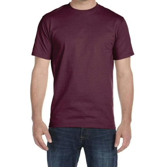Hanes Essential-T Men T-Shirt, Short Sleeve Crew Neck, Classic Fit Cotton Tee, Maroon, XL