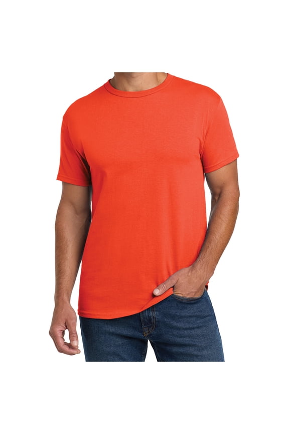 Essential-T Men T-Shirt, Short Sleeve Crew Neck, Classic Fit Cotton Tee, Orange, XL