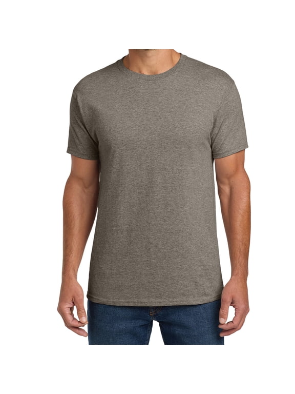 Essential-T Men T-Shirt, Short Sleeve Crew Neck, Classic Fit Cotton Tee, Oxford Grey, L