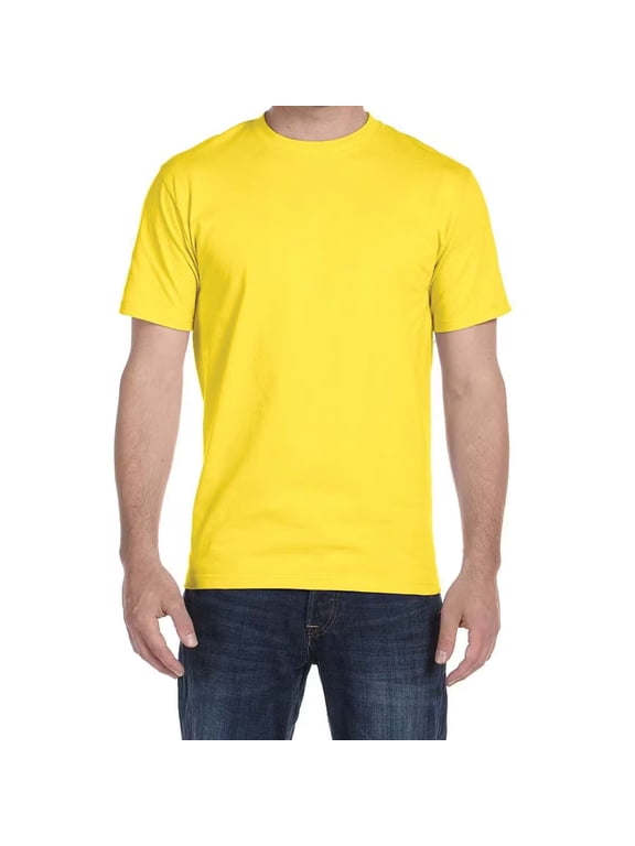 Essential-T Men T-Shirt, Short Sleeve Crew Neck, Classic Fit Cotton Tee, Yellow, L