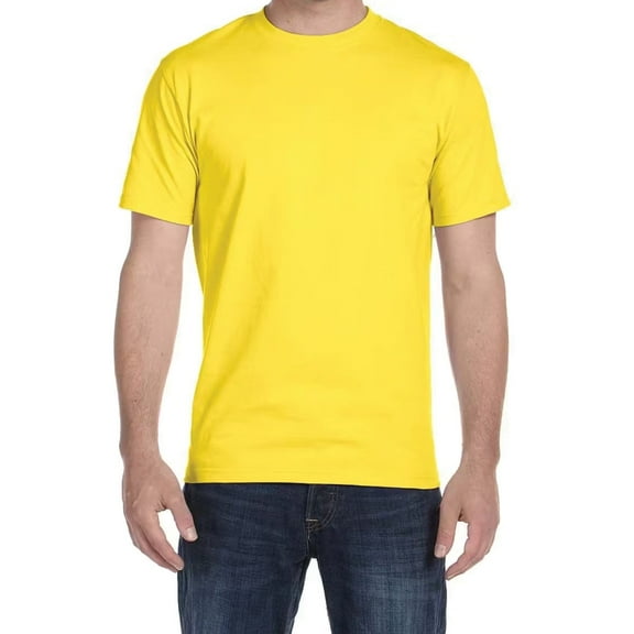 Hanes Essential-T Men T-Shirt, Short Sleeve Crew Neck, Classic Fit Cotton Tee, Yellow, M