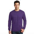 thumbnail image 1 of Hanes Essential-T Men's Long Sleeve T-Shirt | Soft Crew Neck 100 Cotton Tee, Athletic Purple, S, 5 oz, 1 of 5