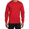 thumbnail image 1 of Hanes Essential-T Men's Long Sleeve T-Shirt | Soft Crew Neck 100 Cotton Tee, Athletic Red, 2XL, 5 oz, 1 of 5