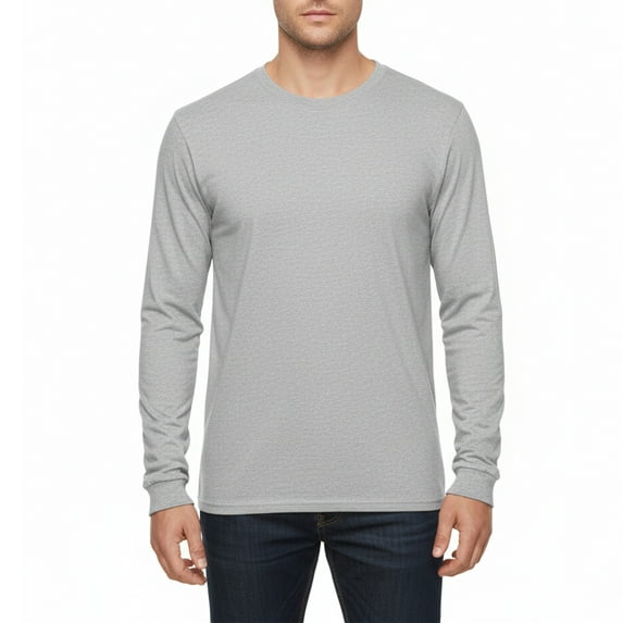 Hanes Essential-T Men's Long Sleeve T-Shirt | Soft Crew Neck Tee, 60/40 Cotton/Polyester, Oxford Grey, 3XL, 5 oz