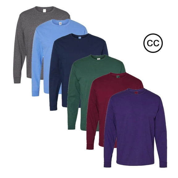 Hanes - Men’s Long Sleeve T-Shirts | 5 oz, 100% Cotton, Classic Fit, Crew Neck Assorted T-Shirt, Mixed Color Bulk Pack of - 6 Tee | Size - Small