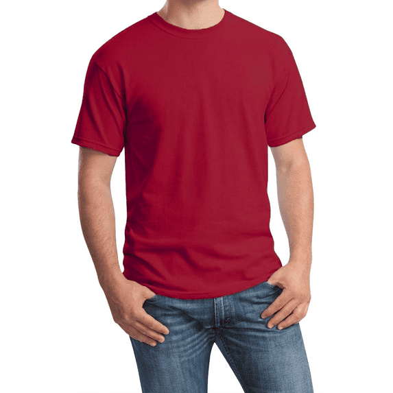 Hanes Essential T-Shirt, 100% Cotton Short Sleeve Mens Tee, DIY and Arts And Crafts, Deep Red, L