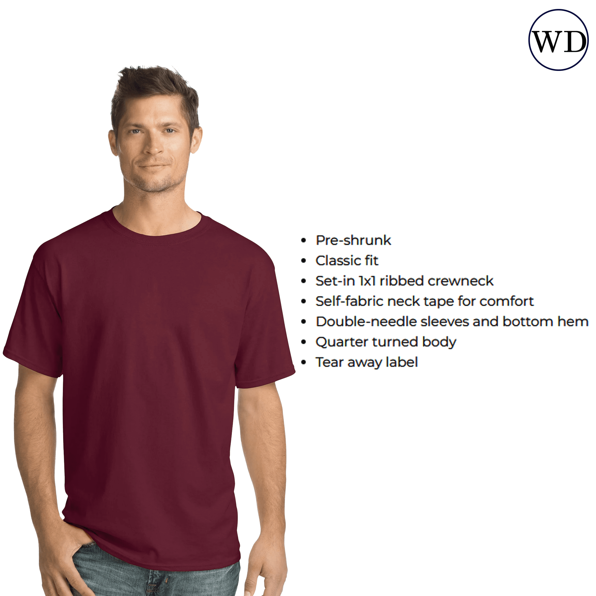 Hanes Essential T-Shirt, 100% Cotton Short Sleeve Mens Tee, DIY and ...