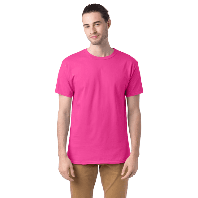 Hanes Essential T-Shirt, 100% Cotton Short Sleeve Mens Tee, DIY and Arts And Crafts, Wow Pink, 2XL