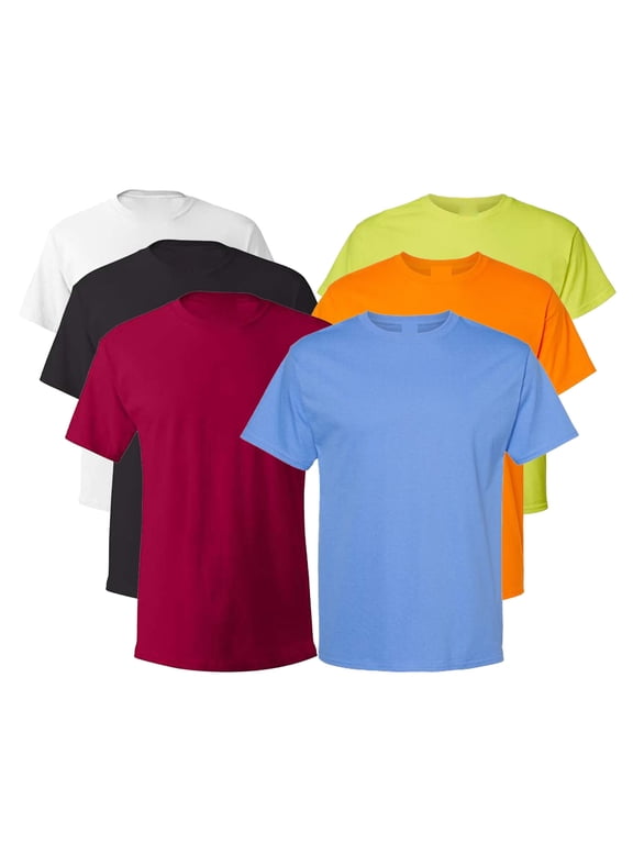 Essential T-Shirt Pack of 6 - 100% Cotton, Classic Fit, Pre-Shrunk, Mix Colors for Men, XL