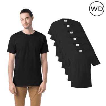 Hanes Essential T-Shirt for Adult Men, Classic Fit,100% Cotton, Comfortable Tee, Black, Pack of 6, L
