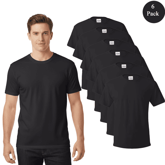 Hanes Essential T-Shirt for Men, 100% Cotton, Everyday Wear, Classic Fit, (Black, Pack of 6, 3XL)