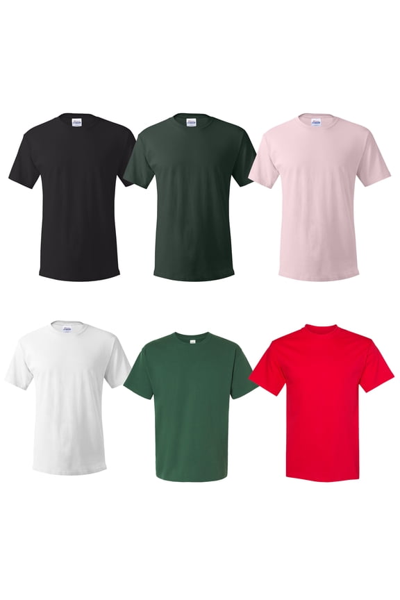 Essential T-Shirt for Men, Crewneck 100% Cotton Classic Fit Comfortable Tee, Multicolor, 6 Pack, XL