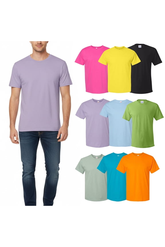 Essential T-Shirt for Men, Short Sleeve Classic Fit Mix Color Crew Neck Tee 9 Pack, M