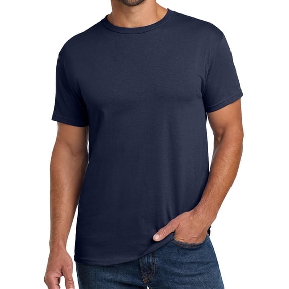 Hanes Essential-T Short Sleeve Cotton T-Shirt for Adult, Athletic Navy, 2XL