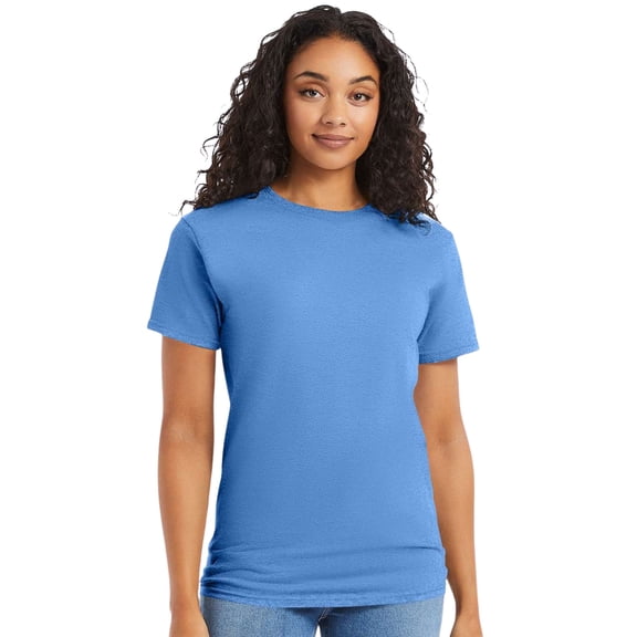 Hanes Essential-T Short Sleeve T-Shirt Cotton Crewneck Tee Shirts (Carolina Blue, L)